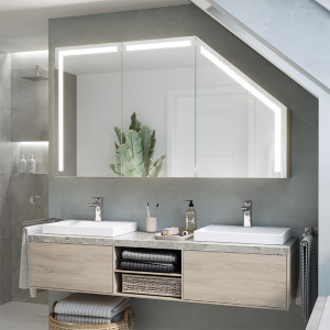Bathroom loft cabinet with LED mirror Soleos Multi