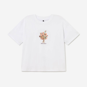 Kaotiko Cropped Bouquet Organic Cotton T-Shirt