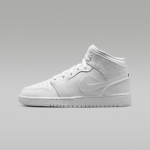 Air Jordan 1 Mid Triple White (GS) 554725-136
