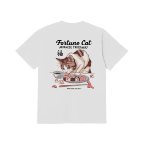 Kaotiko Fortune Cat White T-shirt AS038-01-G002