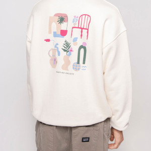 Kaotiko Unisex Bluza Beżowa Crew Marrakech Organic Cotton AO026-01S-G002