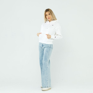Champion WMNS ORGANIC COTTON BLEND C LOGO HOODIE WHITE