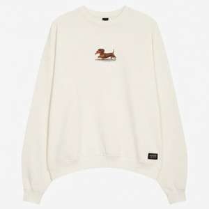 Kaotiko Washed Dachshund Ivory Sweatshirt AR051-02-G002