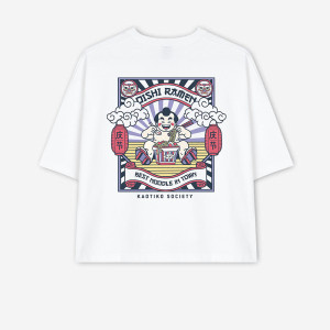 Kaotiko Organic Cotton Oishi Ramen White T-shirt AQ056-01S-M002