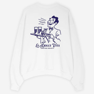 Kaotiko La Dolce Vita Organic Cotton White Sweatshirt AR016-01S-G002