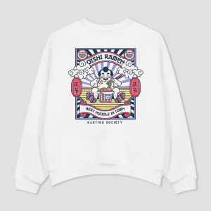 Kaotiko Organic Cotton Oishi Ramen White Sweatshirt AQ048-01S-M002