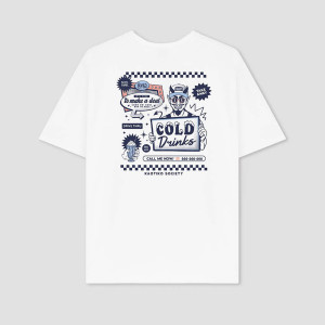 Kaotiko Cold Drinks Organic Cotton White T-shirt AQ053-01S-G002