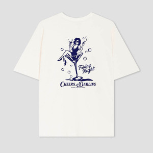 Kaotiko Cheers T-shirt, Darling Organic Cotton Ivory AR022-01S-G002