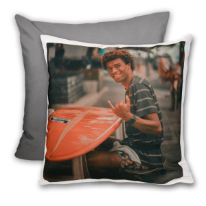 Personalisierbares Fotokissen mit farbiger Rückseite – Dein Design, dein Stil, tolles Geschenk, inkl. Füllung, 40x40cm - Farbe Mausgrau | LOOXIS