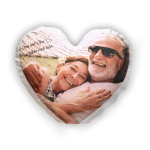 Personalisierbares Herzkissen mit Foto – Wähle aus drei Stoffvarianten, Tolles Geschenk zum Valentinstag, Muttertag, 44x40cm, Canvas | LOOXIS