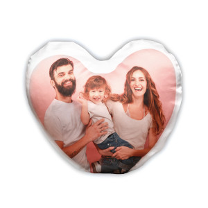 Personalisierbares Herzkissen mit Foto – Wähle aus drei Stoffvarianten, Tolles Geschenk zum Valentinstag, Muttertag, 44x40cm, satiniert | LOOXIS
