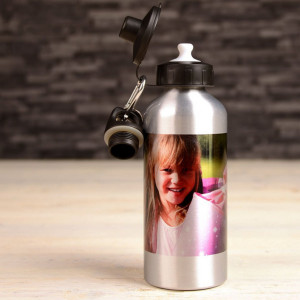 Aluminium-Trinkflasche mit persönlichem Foto – Leicht, robust und einzigartig, Farbe Silber | LOOXIS