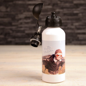 Aluminium-Trinkflasche mit persönlichem Foto – Leicht, robust und einzigartig, Farbe Weiss | LOOXIS