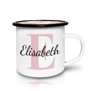 Emailletasse mit Namen – Leichte, bruchfeste Tasse für Zuhause, Outdoor & Camping, tolles Geschenk, Farbe Rosa | LOOXIS
