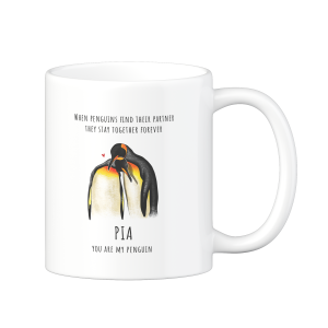 Personalisierte Partnertassen mit Namen und Spruch – Liebevolles Geschenk für Paare, Motiv Pinguin | LOOXIS