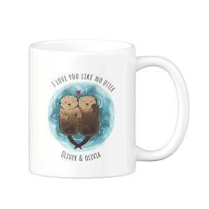 Personalisierte Partnertassen mit Namen und Spruch – Liebevolles Geschenk für Paare, Motiv Otter | LOOXIS