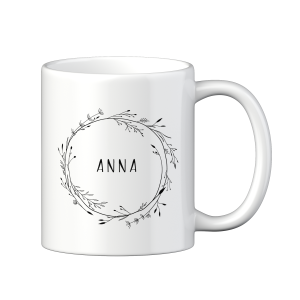 Personalisierte Tasse mit deinem Namen und Wunschmotiv – Individuelles Design für ein tolles Geschenk, Motiv Blumenkranz | LOOXIS