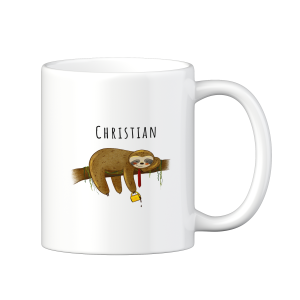 Personalisierte Tasse mit deinem Namen und Wunschmotiv – Individuelles Design für ein tolles Geschenk, Motiv Faultier | LOOXIS