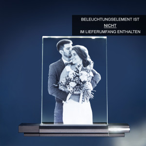 Individuelles 2D-Glasfoto im Flachglas – Hochwertige Lasergravur deiner Lieblingsmomente, Größe S, 13x9x0,8 cm, Hochformat | LOOXIS