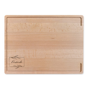 Buchenholz-Schneidebrett mit Wunschgravur Name und Motiv Name und Ölzweig – tolles Geschenk für Kochbegeisterte, inkl. Lasergravur, 40x40x3cm | LOOXIS