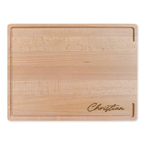 Buchenholz-Schneidebrett mit Wunschgravur Name und Motiv Nur Name – tolles Geschenk für Kochbegeisterte, inkl. Lasergravur, 40x40x3cm | LOOXIS