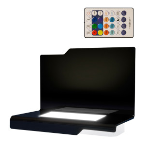 Opera Leuchtsockel für 3D Glasfotos – Stilvolle LED-Beleuchtung mit Netzbetrieb, farbiges und weisses Licht mit Rückwand, Modell 2, Aria | LOOXIS