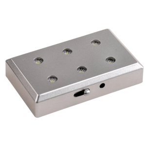LED-Sockel für Glasbilder – Modernes Design in Edelstahl-Optik, Leuchtsockel für 3D Glasfotos Modell Helio, 6 LED | LOOXIS