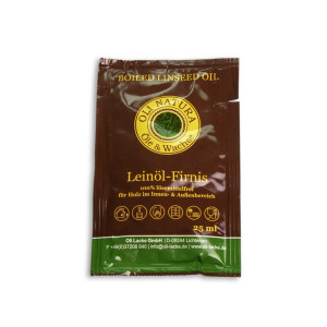 Pflegetütchen für Holz - 25 ml Leinöl Firnis zur Verwendung mit LOOXIS Frühstücksbrettchen, Messerbretter und Schneidebretter
