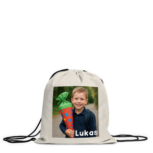 Personalisierter Turnbeutel mit Foto & Text bedruckt – Sportbeutel für Kinder, Einschulung & Vereinssport | LOOXIS