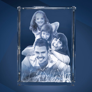3D Glasfoto – Dein Bild als Glasgravur | Individuelles Geschenk im Kristallglas | 27x20x12cm Hochformat | LOOXIS