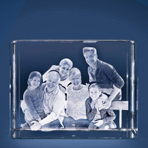3D Glasfoto – Dein Bild als Glasgravur | Individuelles Geschenk im Kristallglas | 20x27x12cm Querformat | LOOXIS