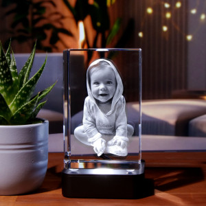 3D Glasfoto – Dein Bild als Glasgravur | Individuelles Geschenk im Kristallglas | 10x6,5x5,5cm | LOOXIS