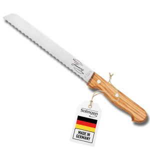 Brotmesser von H. Herder mit Gravur – Personalisiertes Küchenmesser aus Solingen, handgefertigt, Olivenholzgriff, Wellenschliff, langlebig & stilvoll