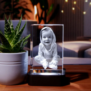 3D Glasfoto – Dein Bild als Glasgravur | Individuelles Geschenk im Kristallglas | 9x6x5cm | LOOXIS