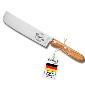 Nakiri-Messer von H. Herder mit Gravur – Personalisiertes Gemüsemesser, Solinger Handarbeit, Olivenholzgriff, japanische Form