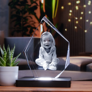 Personalisierte 3D Glasfoto Gravur – Dein Bild im Kristall-Eisberg verewigt | 20,5x15x5,9 cm | LOOXIS