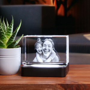 3D Glasfoto – Dein Bild als Glasgravur | Individuelles Geschenk im Kristallglas | 10x6,5x5,5cm | LOOXIS
