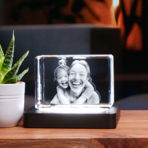 3D Glasfoto – Dein Bild als Glasgravur | Individuelles Geschenk im Kristallglas | 7,5x11x6,5cm Querformat | LOOXIS