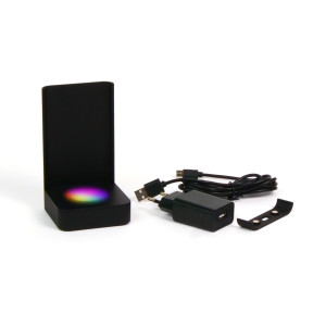 LED Leuchtsockel Paket mit Rückwand und USB Netzteil, Größe S für 3D Glasfotos – dimmbares Farblicht für stimmungsvolle Momente – Zuhause oder als 
