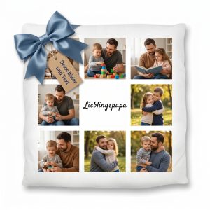 Personalisiertes Fotokissen Vatertag – 8 Fotos & Wunschtext – 40x40 cm inkl. Füllung | LOOXIS