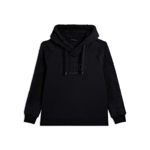 Freddy Felpa con cappuccio incrociato e maniche in sherpa Nero Donna Extra Small