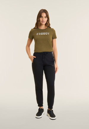 Freddy Pantaloni jogger da donna regular fit con fondo a polsino Nero Donna Large