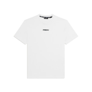 Freddy T-shirt in cotone a manica corta con logo  Bianco Uomo Xx Large