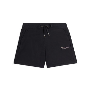 Freddy Pantaloncini Sportivi in Jersey con Coulisse e Logo  Nero Donna Medium