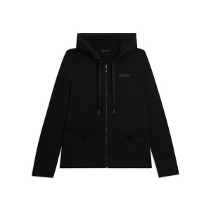 Freddy Felpa Cappuccio Zip con strass e inserto effetto seta Nero Donna Medium