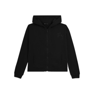 Freddy Felpa Cappuccio con Zip e Dettagli Ricamati Nero Donna Extra Large
