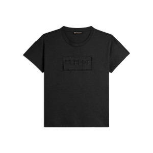 Freddy T-shirt con Maniche ad Aletta e Logo Ricamato Nero Donna Extra Large