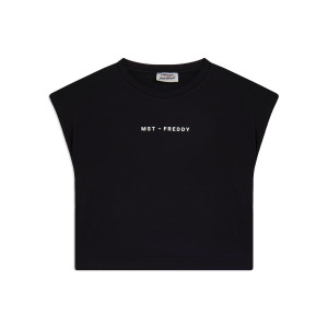 Freddy T-shirt manica corta cropped con stampe MST  Nero Donna Small
