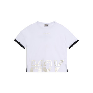 Freddy T-shirt con stampa MOV perlata e dettagli a contrasto Bianco-Nero Donna Small
