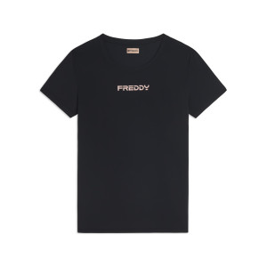 Freddy T-shirt regular in tessuto tecnico leggero Nero Donna Small